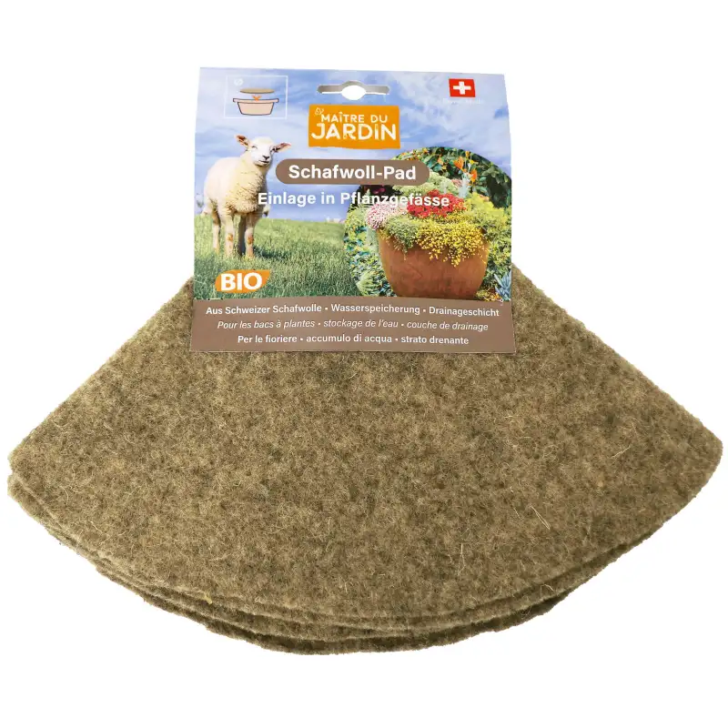Pad en laine de mouton comme couche de drainage et réservoir d'eau (rond)