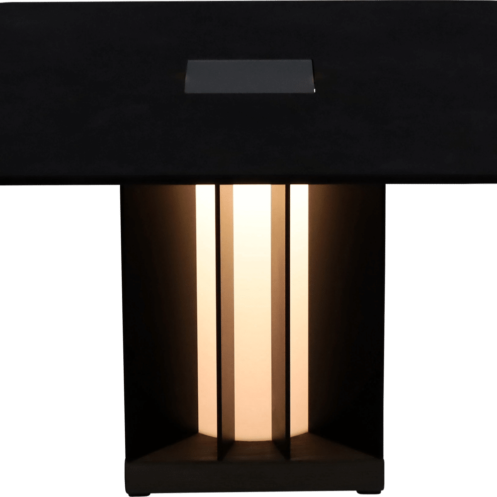Table basse lumineuse TECKALU 500 Lumens 44 cm – Noir & HPL ardoise