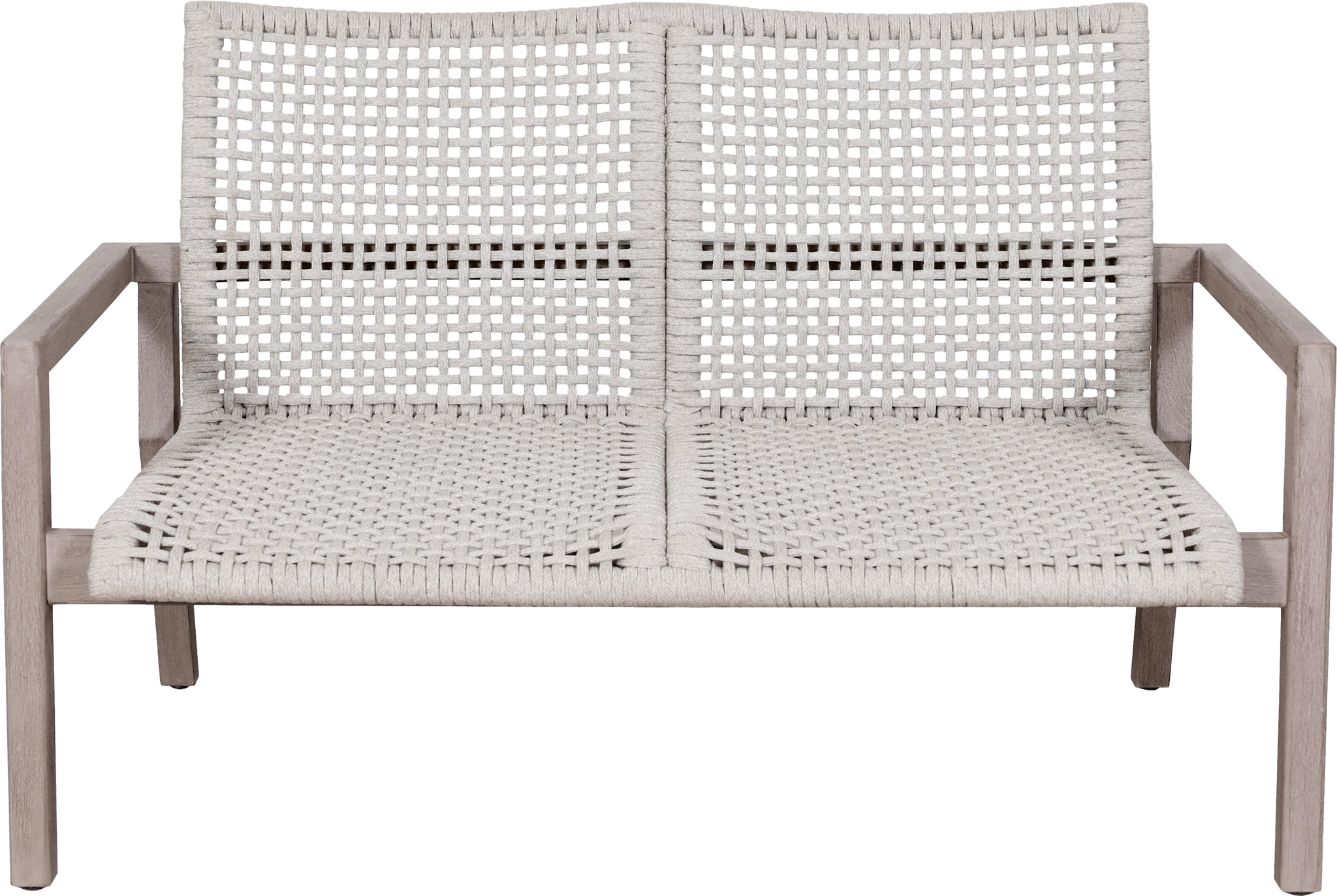 Canapé bas empilable tressé 2 places COPENHAGUE – Corde plate beige chiné – Image 2