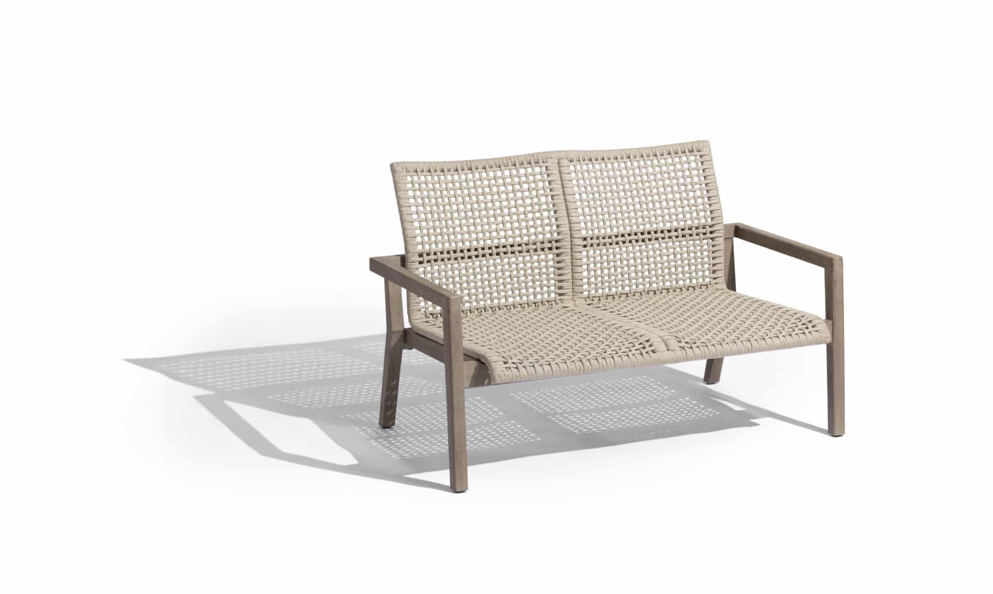 Canapé bas empilable tressé 2 places COPENHAGUE – Corde plate beige chiné – Image 3