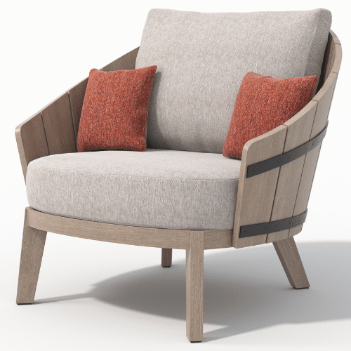 fauteuil club BARREL teck gris chiné