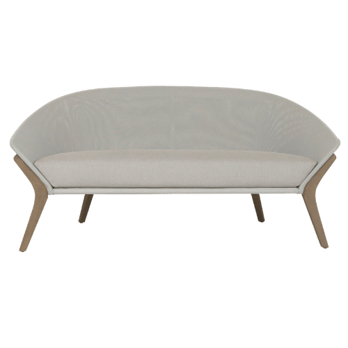 canapé 2 places SELVA teck toile gris clair