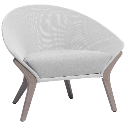 fauteuil bas SELVA teck toile gris clair