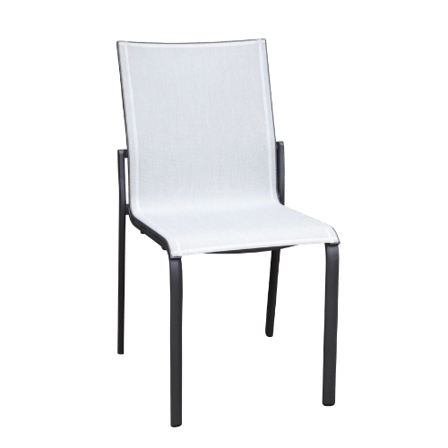 Chaise haut dossier empilable KOTON – gris espace blanc chiné