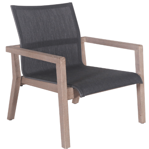 fauteuil bas empilable COPENHAGUE toile tissée graphite