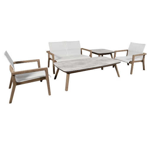 fauteuil bas empilable COPENHAGUE Batyline Eden blanc chiné