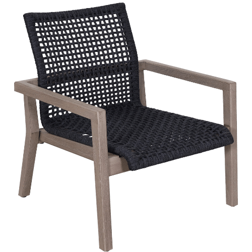 fauteuil bas empilable tressé COPENHAGUE corde plate graphite