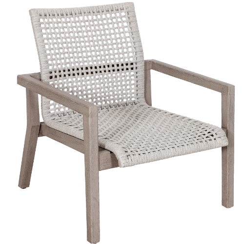 fauteuil bas empilable tressé COPENHAGUE corde plate beige chiné