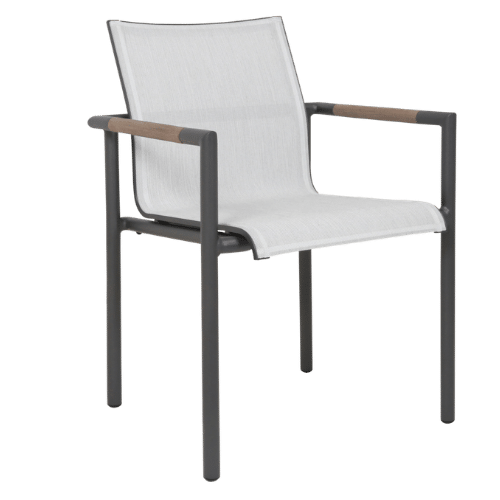 fauteuil empilable BASTINGAGE teck gris aluminium