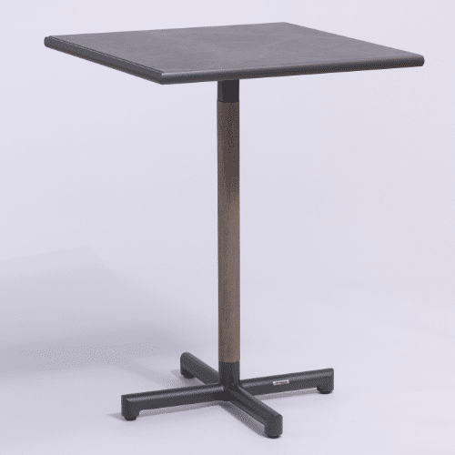 Pied de table haute BASTINGAGE – aluminium gris teck massif