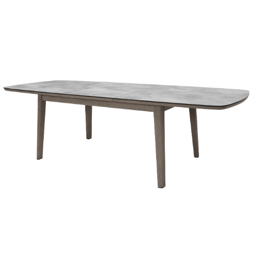 table extensible COPENHAGUE teck Duratek HPL béton ciré