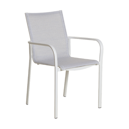 Fauteuil haut dossier empilable KOTON – blanc blanc chiné