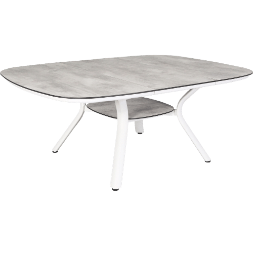 Table carrée extensible HPL SAGAMORE – blanc béton ciré