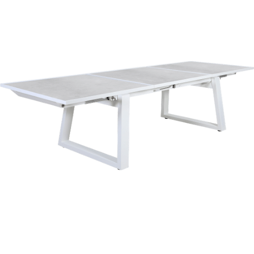 Table extensible céramique RANCHO – blanc béton ciré