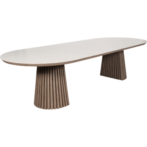 Table de repas CHESTER – Teck pierre naturelle 12/14 places