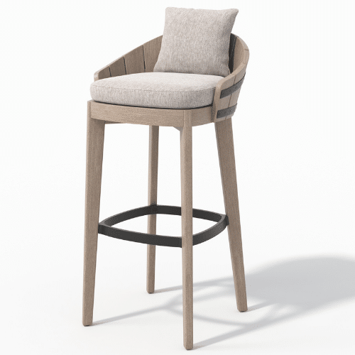 tabouret BARREL teck gris chiné