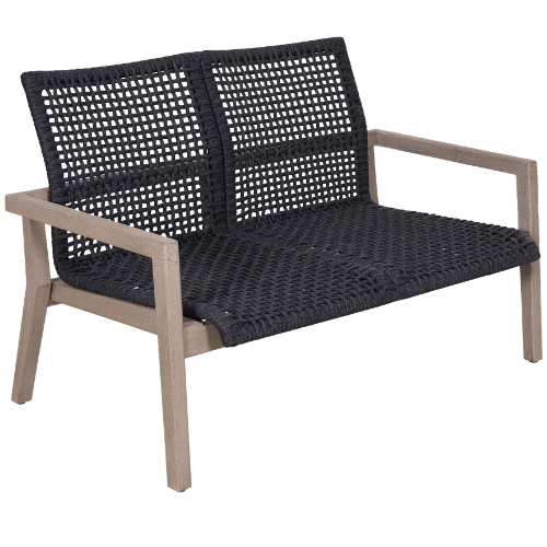 canapé bas empilable tressé 2 places COPENHAGUE corde plate graphite