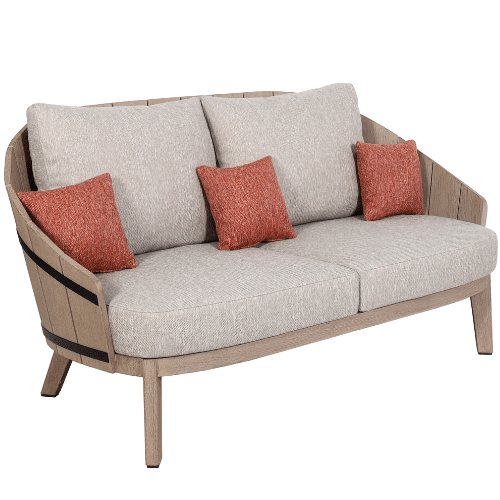 canapé 2 places BARREL teck gris chiné