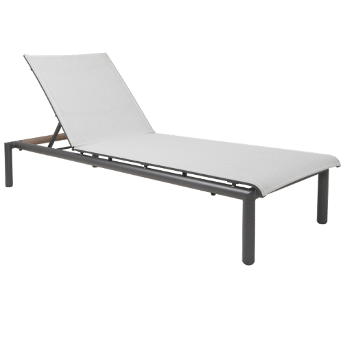 bain de soleil BASTINGAGE aluminium gris espace teck Duratek toile Ateja gris clair