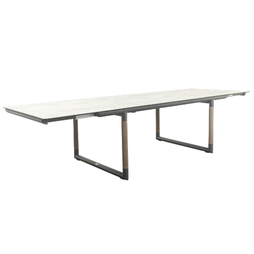 table extensible BASTINGAGE HPL béton ciré aluminium gris espace