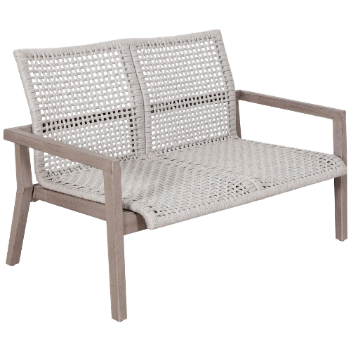 canapé bas empilable tressé 2 places COPENHAGUE corde plate beige chiné