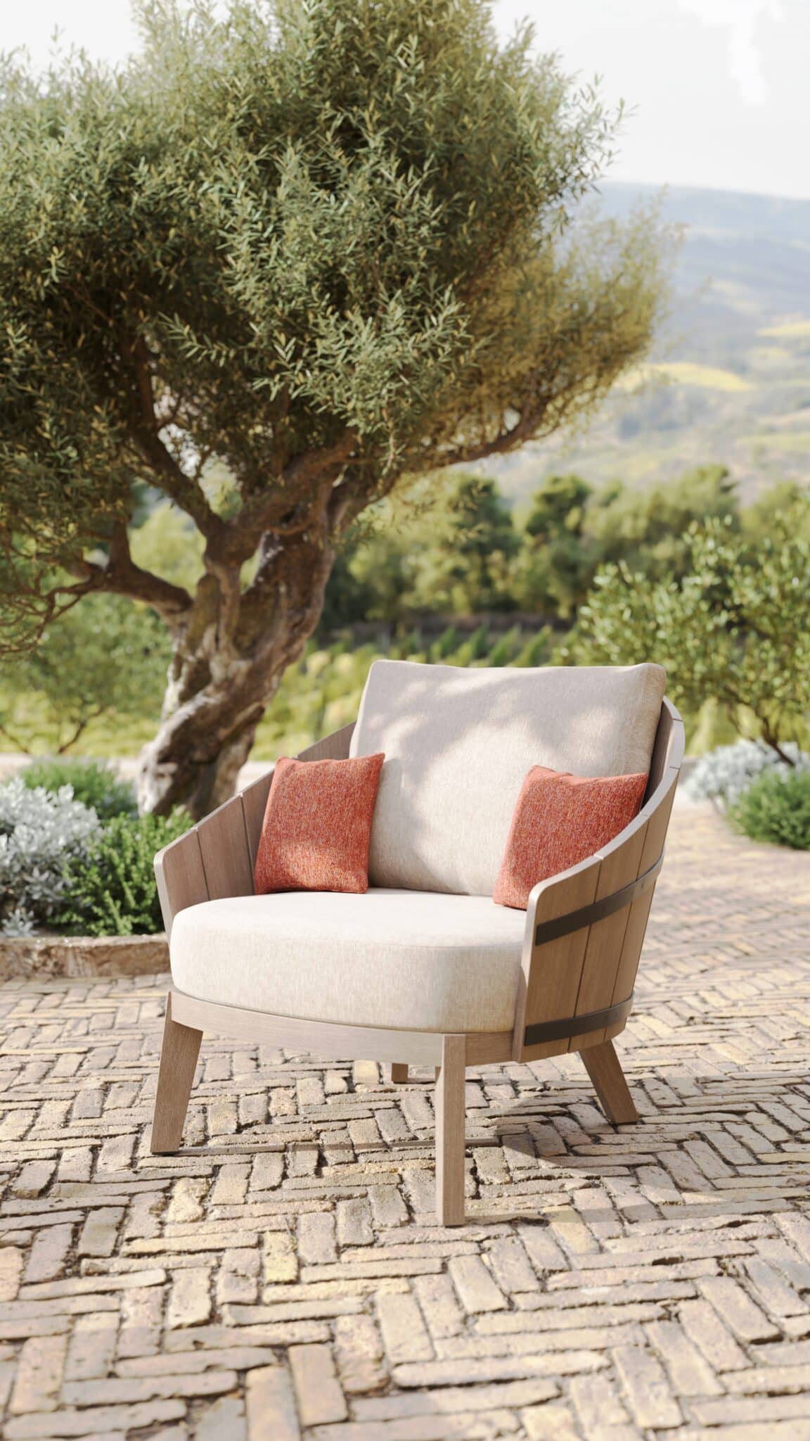 Fauteuil club BARREL – Ateja Bay gris chiné – Image 5