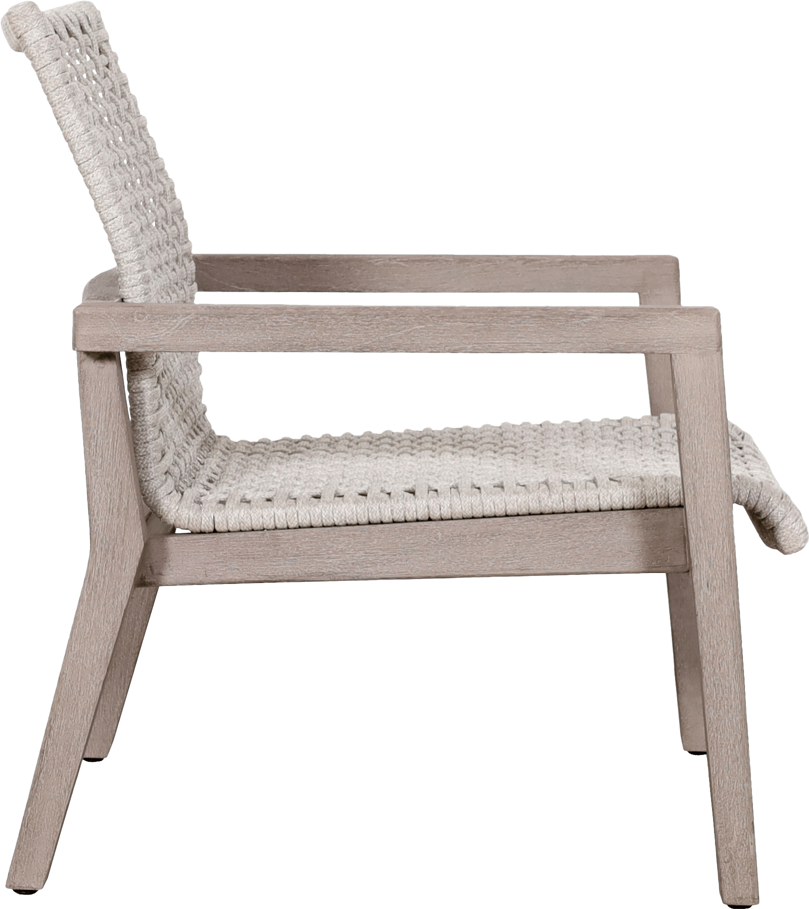 Fauteuil bas empilable tressé COPENHAGUE – Corde plate beige chiné – Image 3