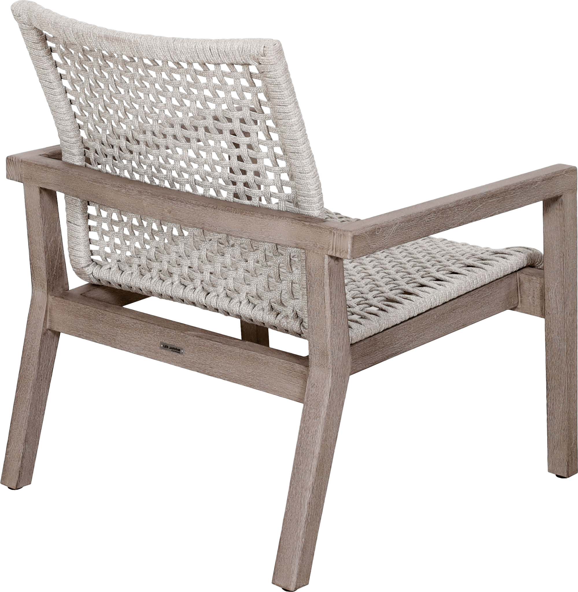 Fauteuil bas empilable tressé COPENHAGUE – Corde plate beige chiné – Image 4