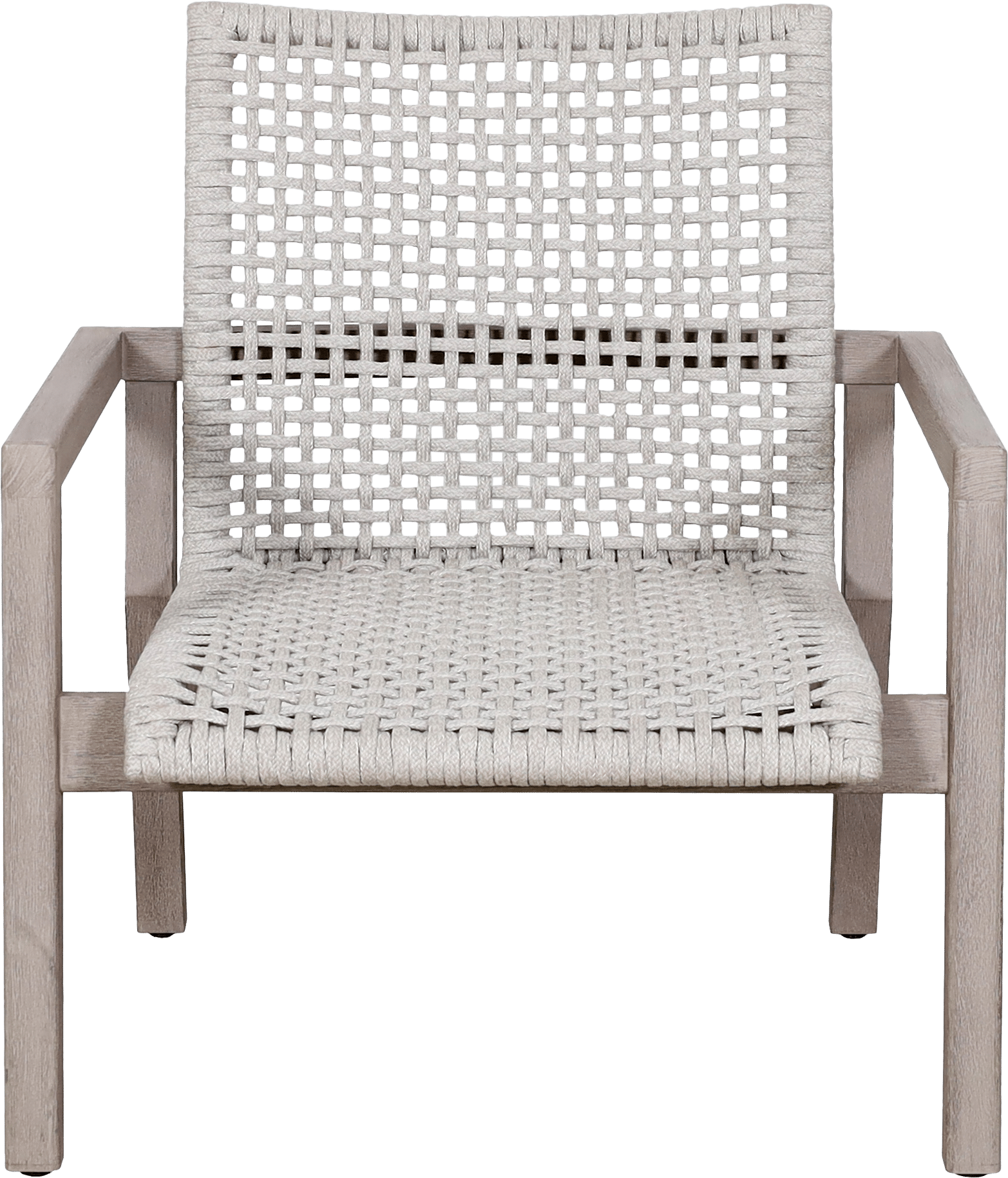 Fauteuil bas empilable tressé COPENHAGUE – Corde plate beige chiné – Image 2