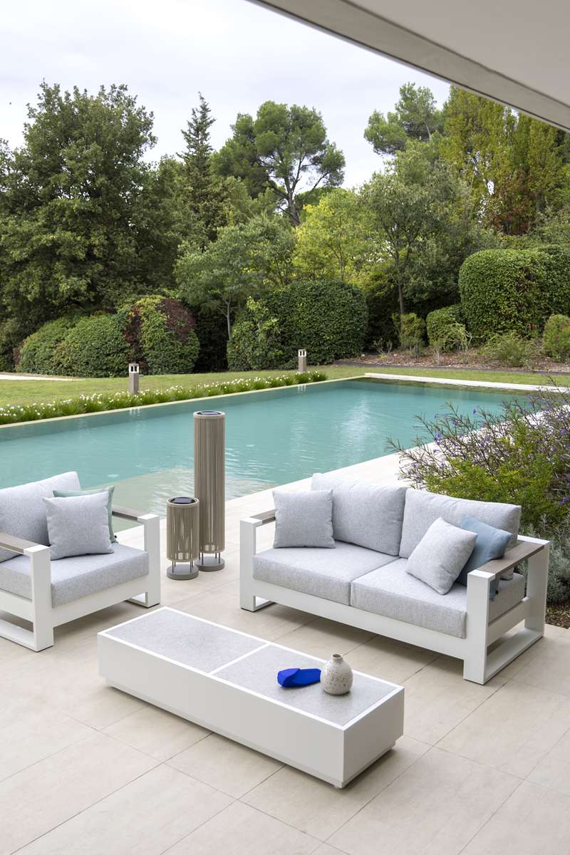 Table basse céramique L RANCHO – blanc gris clair – Image 11