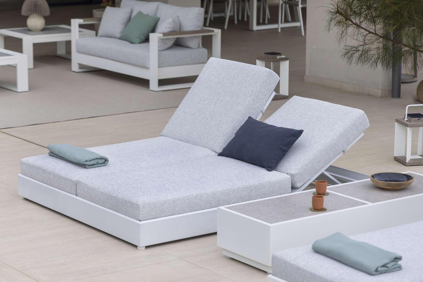 Table basse céramique L RANCHO – blanc gris clair – Image 8