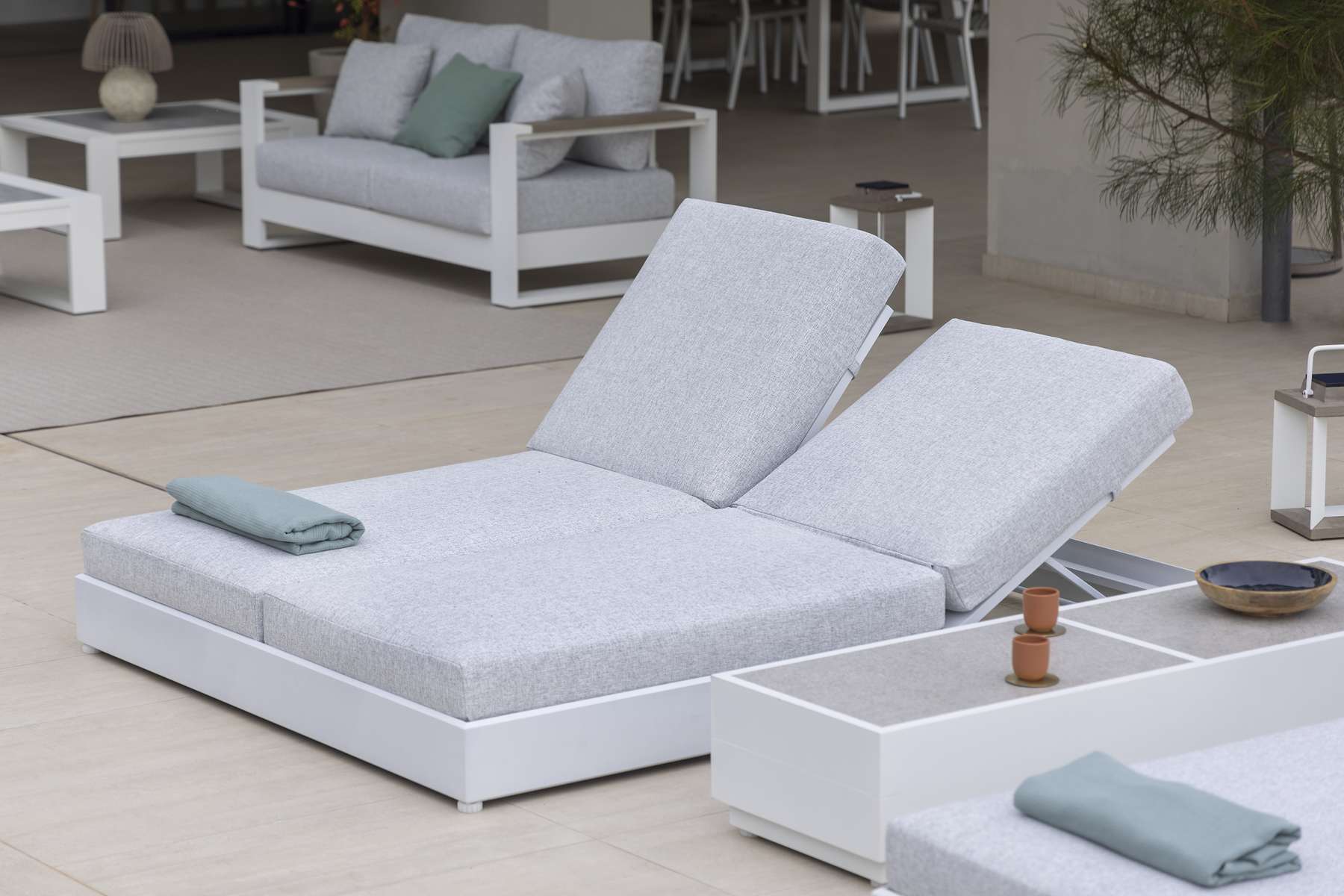 Table basse céramique L RANCHO – blanc gris clair – Image 9