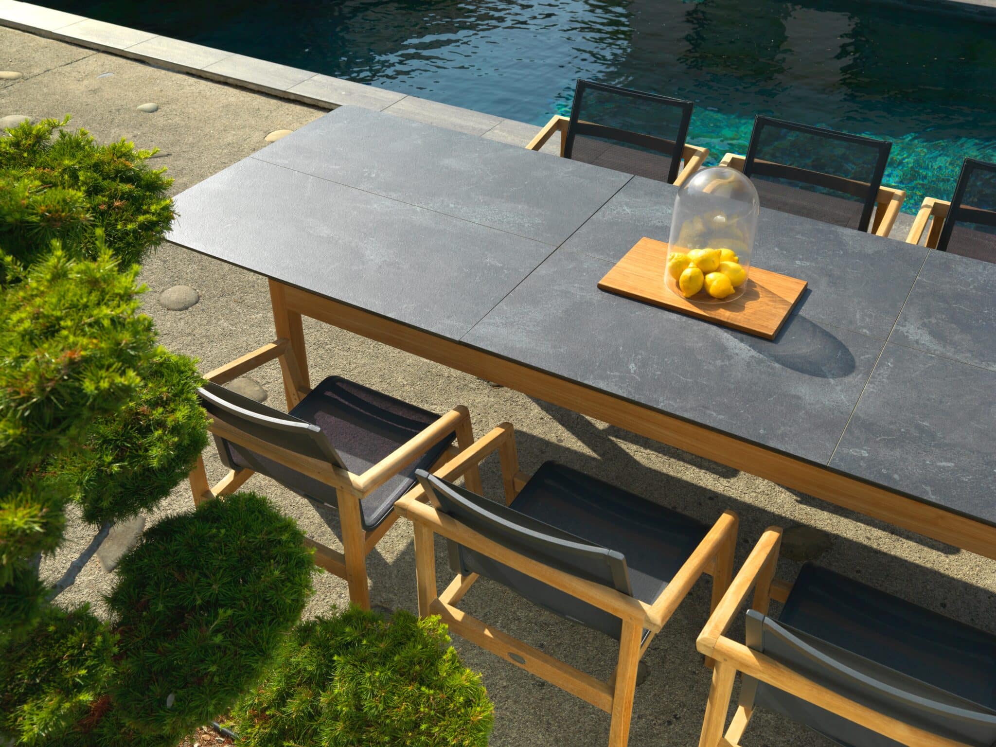 Table extensible HPL avec allonge papillon TEKURA – ardoise – Image 2