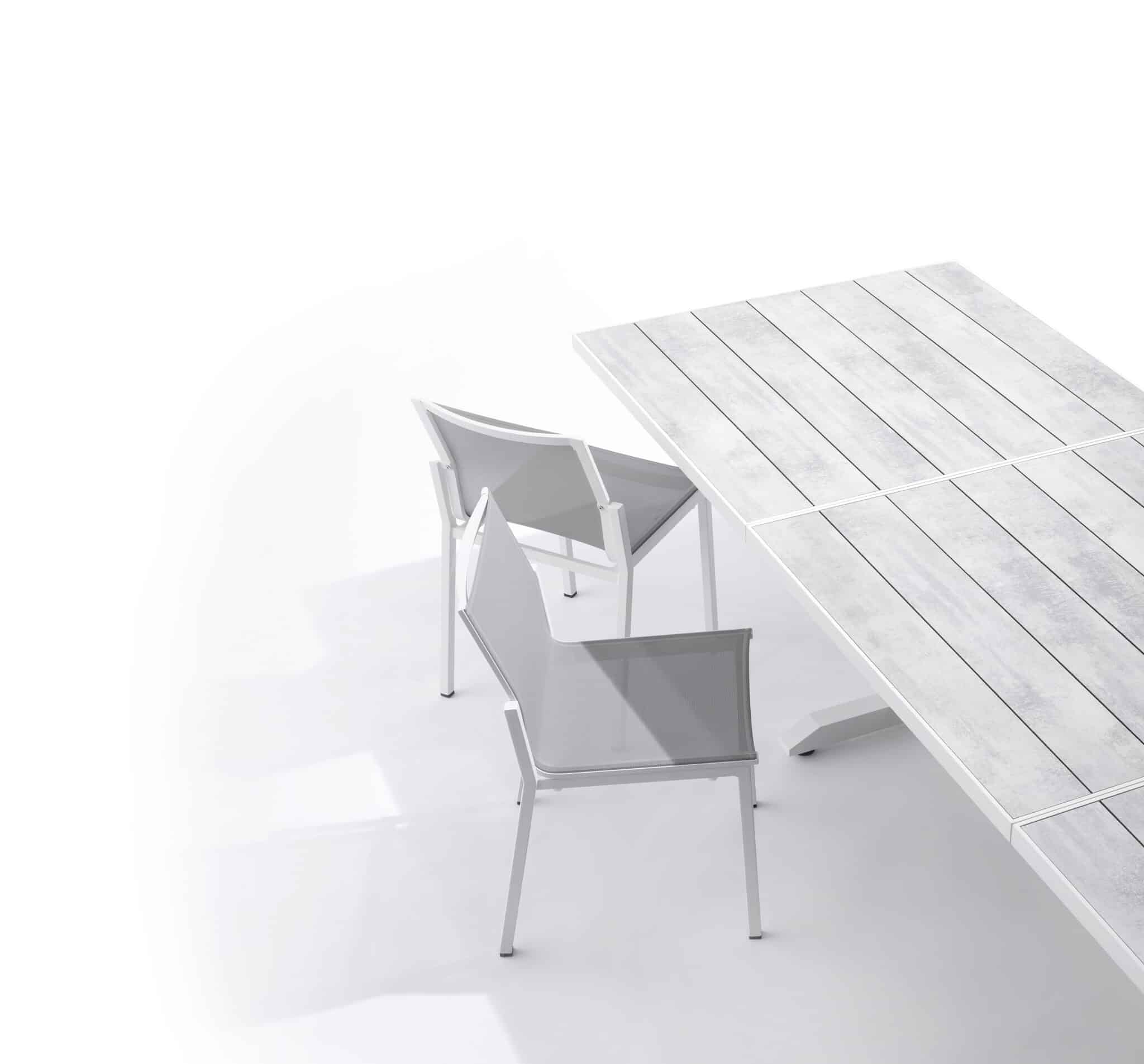 Table extensible HPL plateau latté AMAKA – blanc béton ciré – Image 8