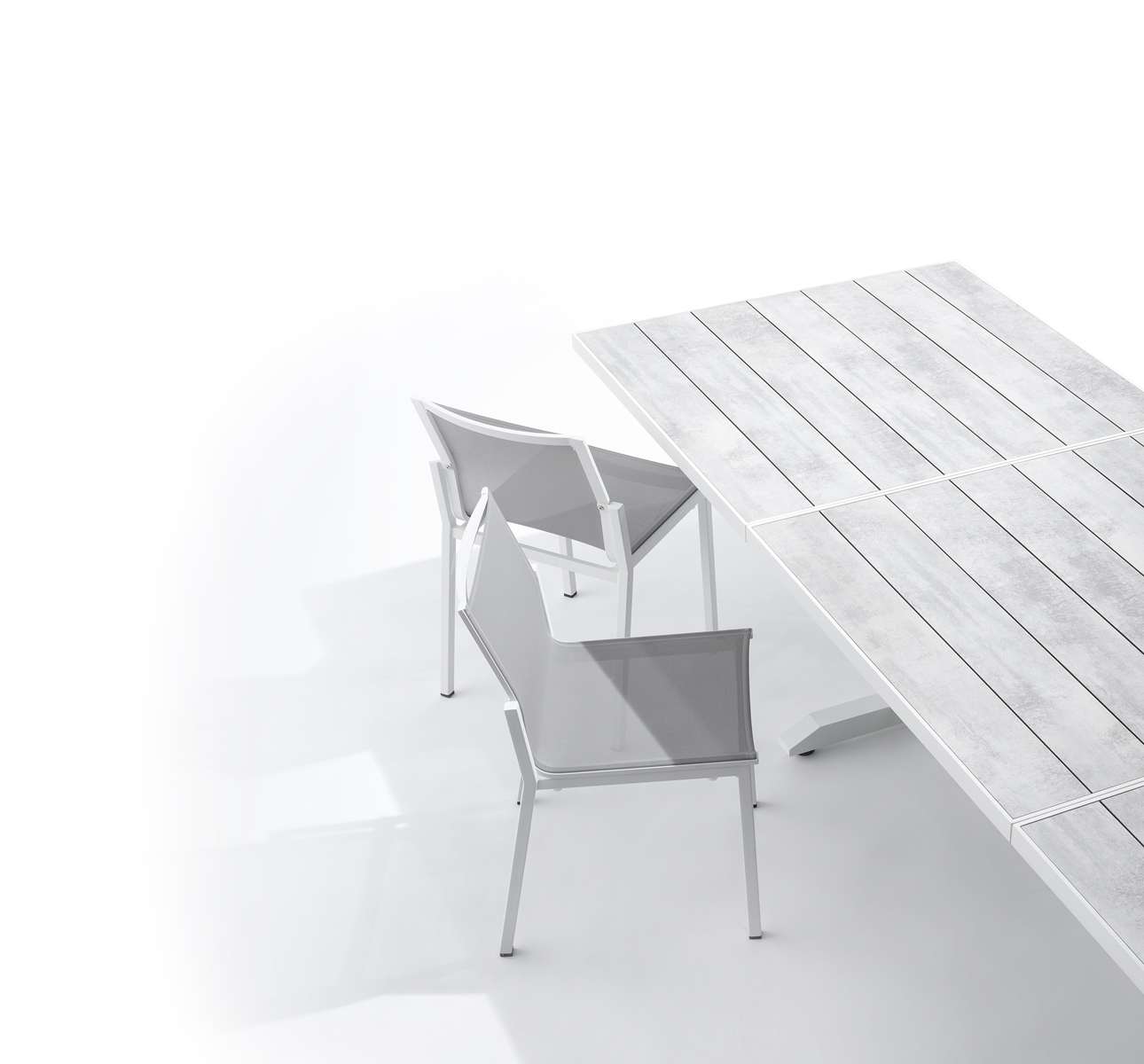 Table extensible HPL plateau latté AMAKA – blanc béton ciré – Image 3