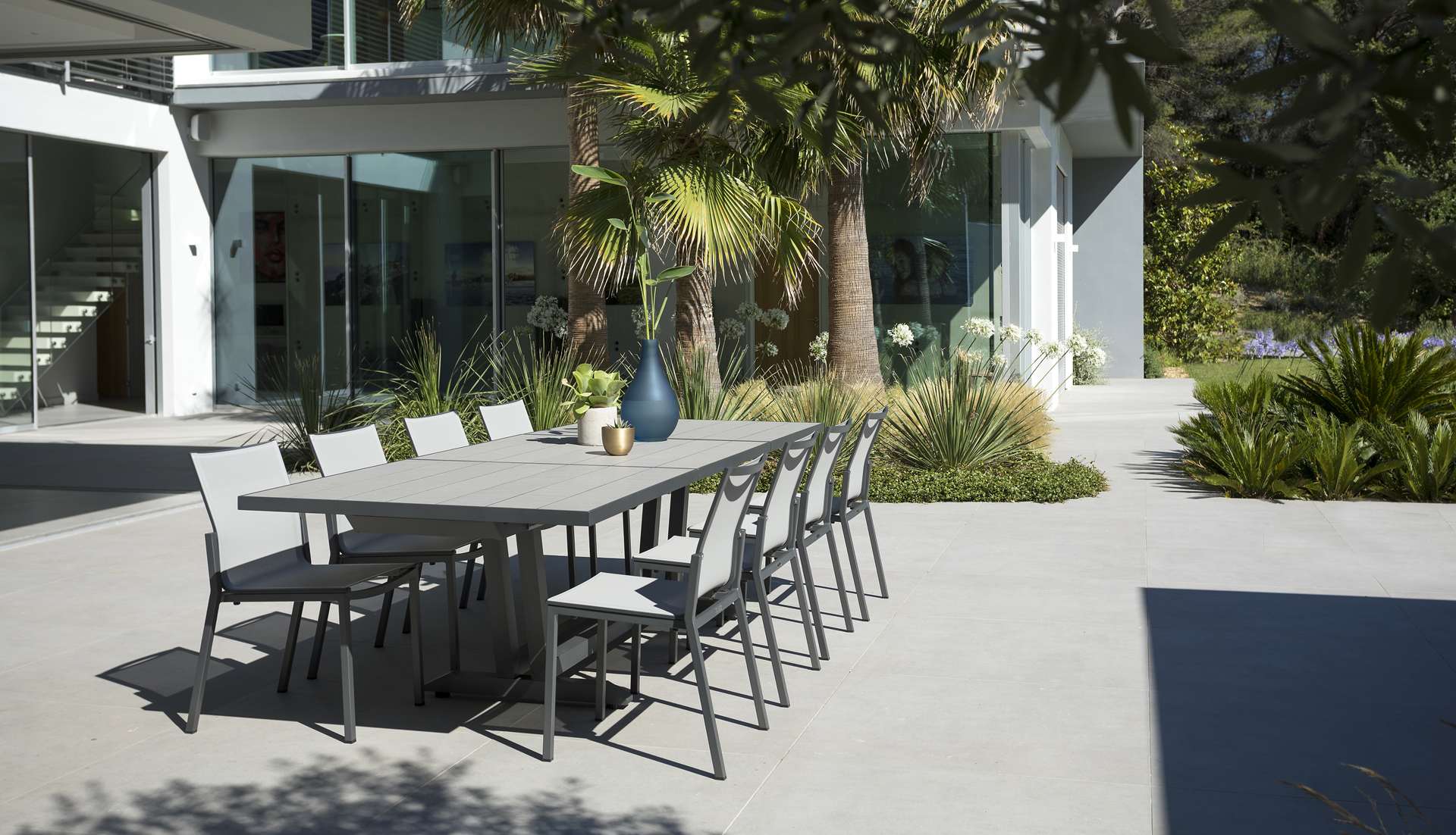 Table extensible HPL plateau latté AMAKA – gris espace céramique grise – Image 4