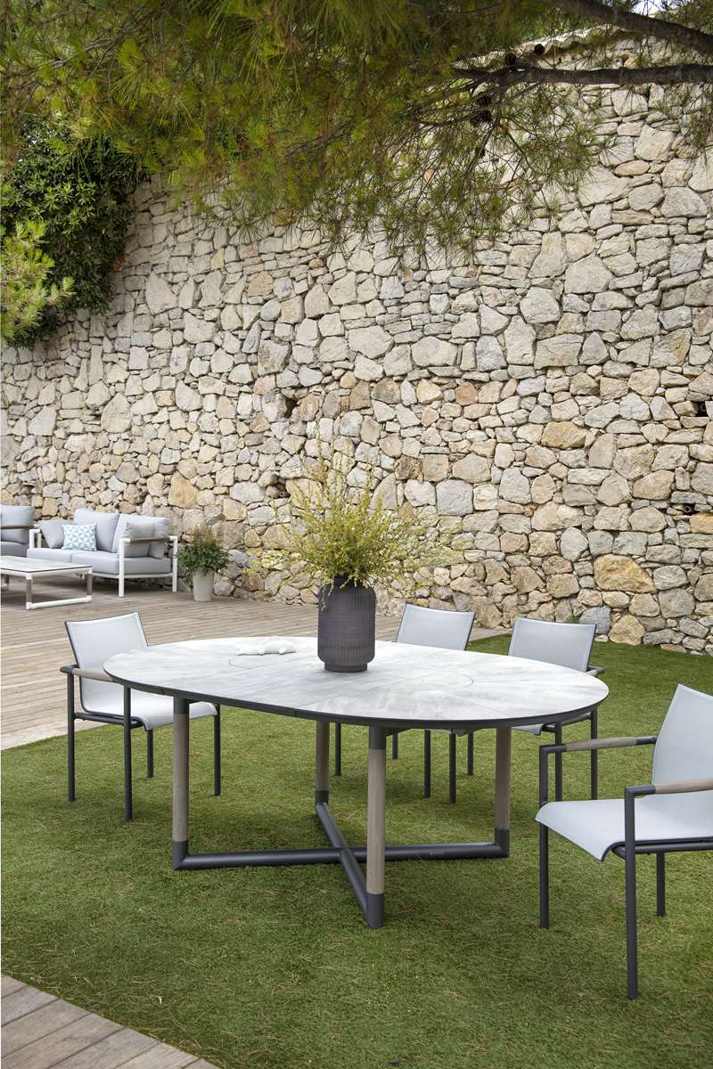 Table extensible BASTINGAGE ronde – béton ciré blanc – Image 4