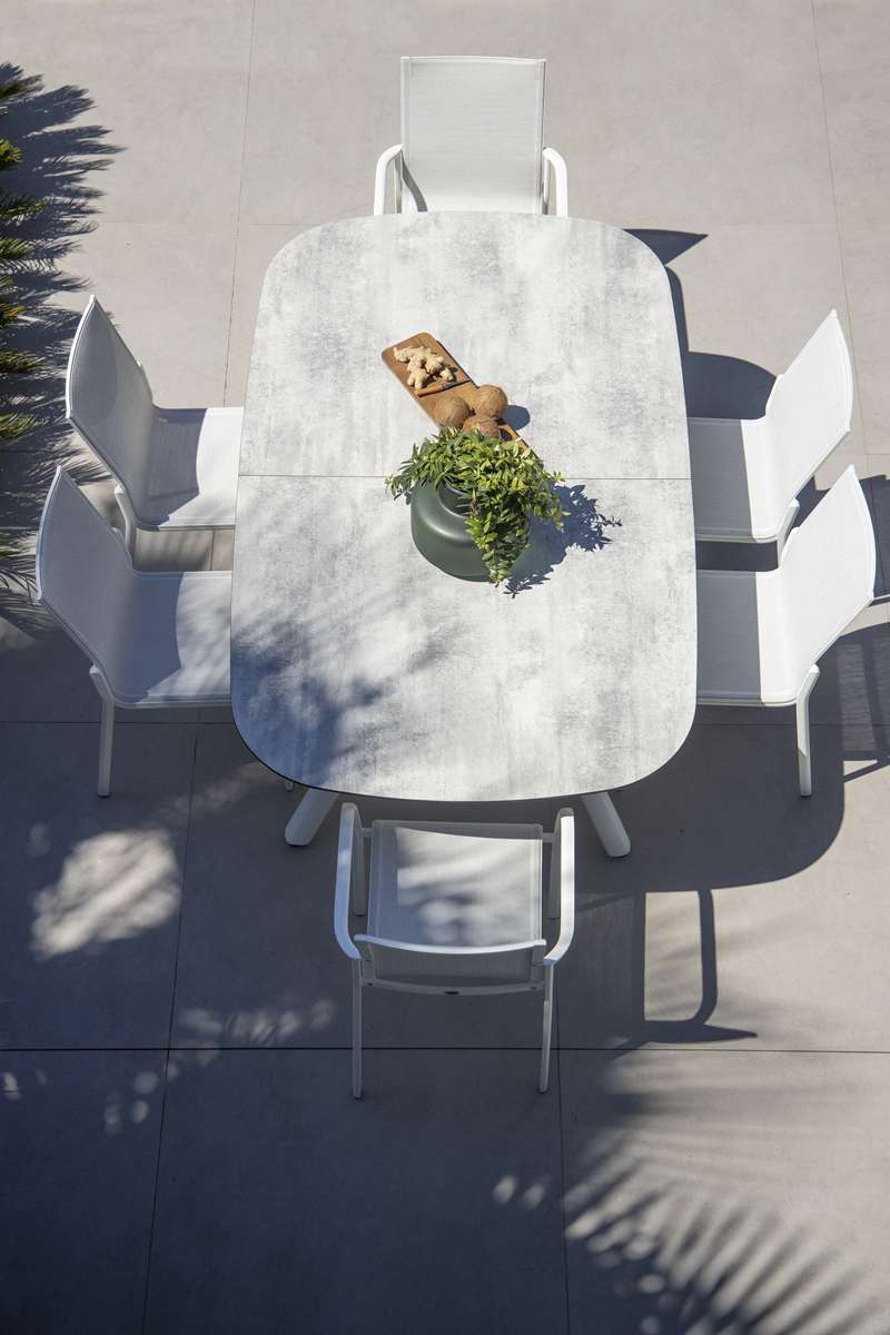 Table extensible HPL SAGAMORE – blanc béton ciré – Image 7