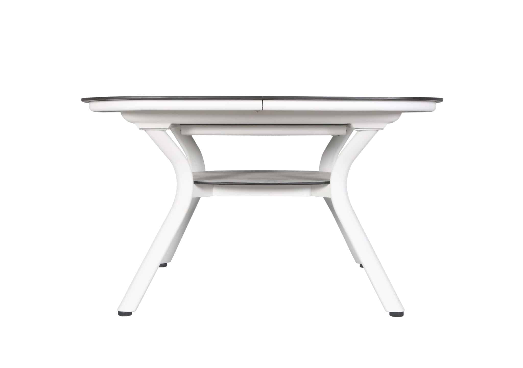Table carrée extensible HPL SAGAMORE – blanc béton ciré – Image 5