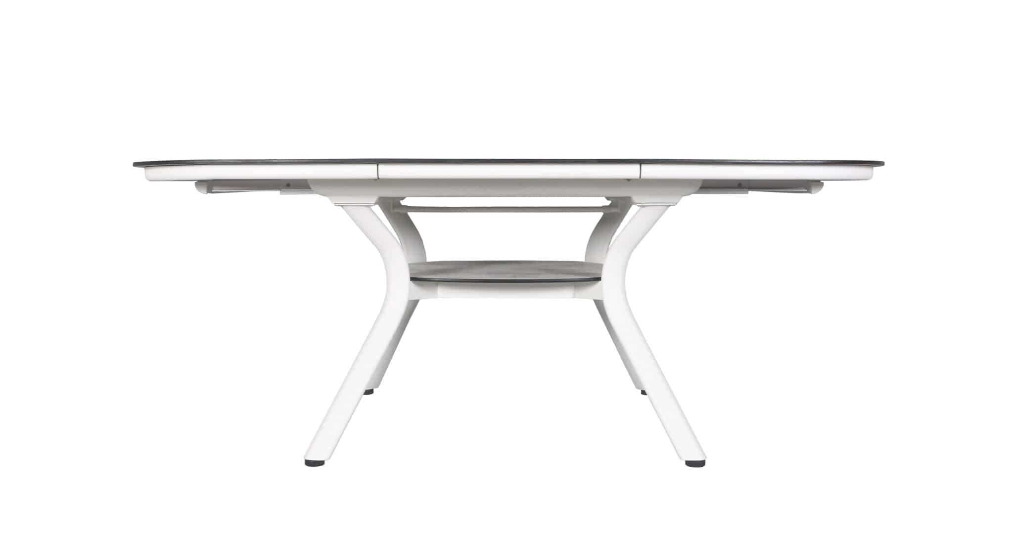 Table carrée extensible HPL SAGAMORE – blanc béton ciré – Image 2