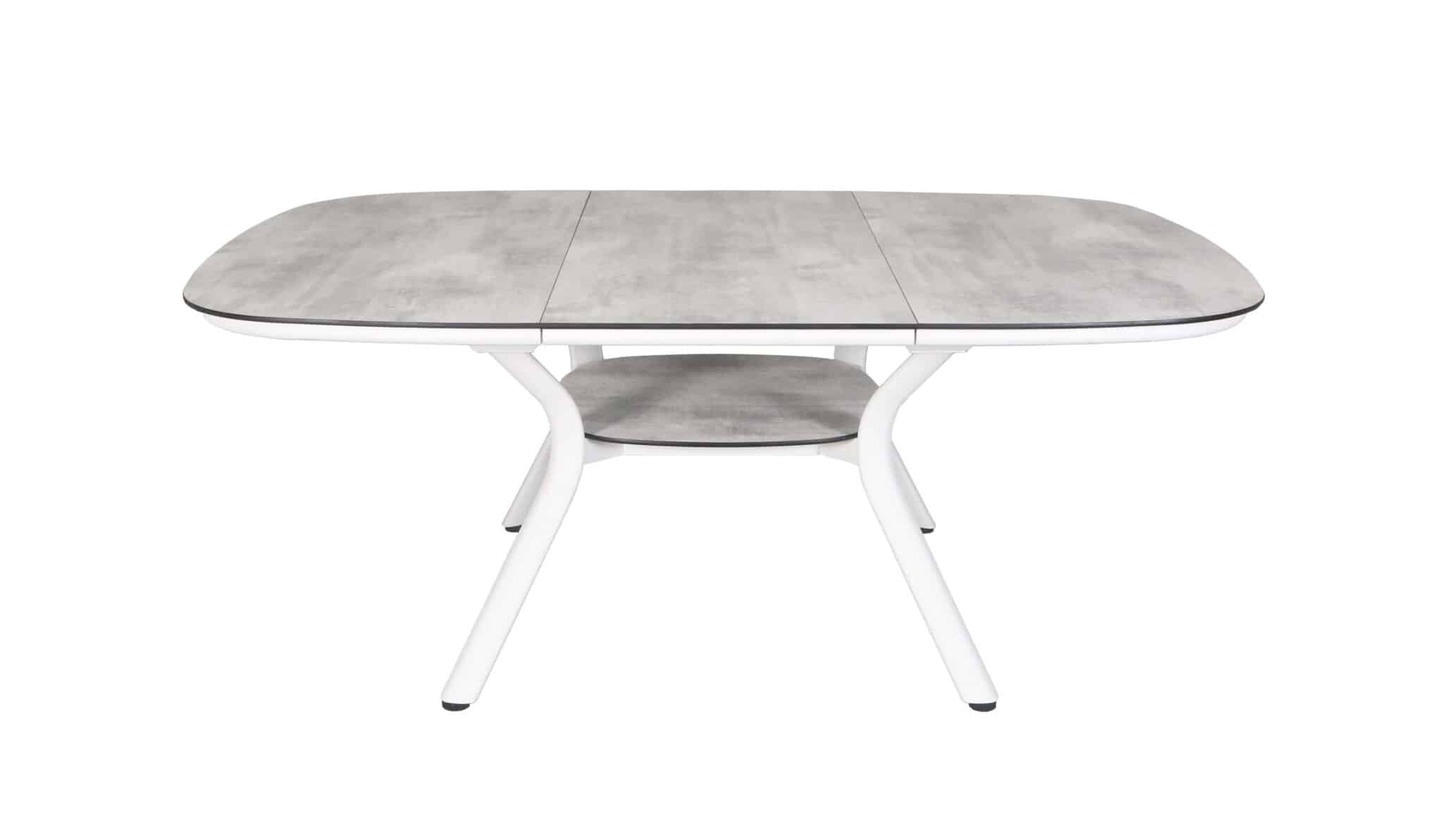 Table carrée extensible HPL SAGAMORE – blanc béton ciré – Image 3