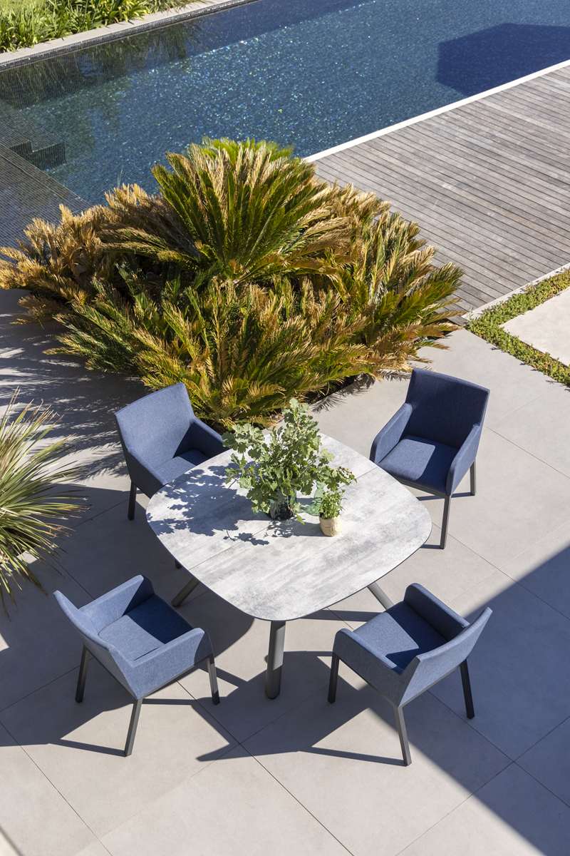 Table carrée extensible HPL SAGAMORE – gris espace béton ciré – Image 5