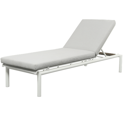 bain de soleil BASTINGAGE aluminium blanc teck Duratek toile Ateja blanc chiné