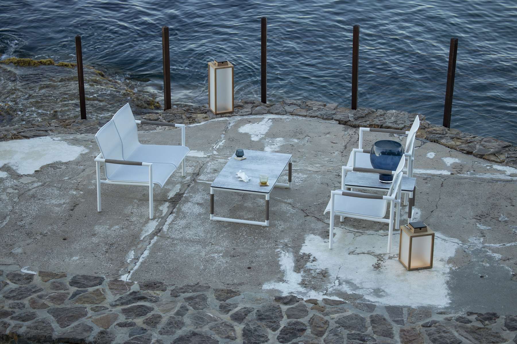 Canapé 2 places BASTINGAGE – blanc blanc chiné – Image 2
